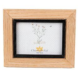 Foto van Clayre & eef fotolijst 7*10 cm bruin zwart mdf fotokader wissellijst foto frame bruin fotokader wissellijst