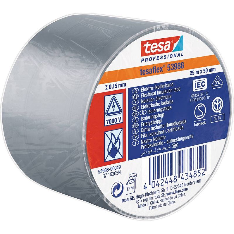 Foto van Tesa tesa 53988-00049-00 isolatietape tesa professional grijs (l x b) 25 m x 50 mm 1 stuk(s)