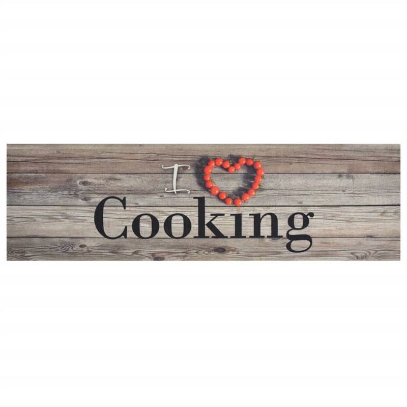 Foto van The living store keukenmat cookingprint grijs - 150 x 45 cm - duurzaam materiaal - slipvaste basis -