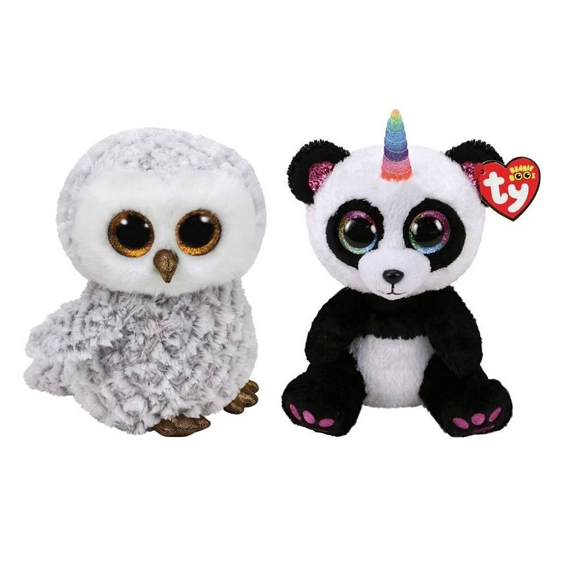 Foto van Ty - knuffel - beanie buddy - owlette owl & paris panda