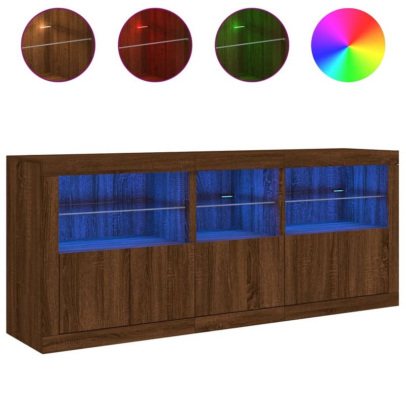 Foto van Vidaxl dressoir met led-verlichting 162x37x67 cm bruineikenkleurig