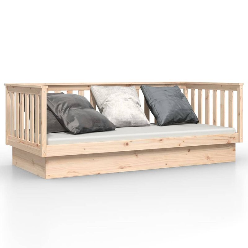 Foto van The living store houten slaapbank 207.5 x 97 x 76 cm - massief grenenhout - stabiel bedframe - 3-zijdig bedhek