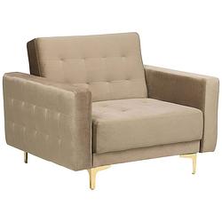 Foto van Beliani aberdeen - fauteuil-beige-fluweel