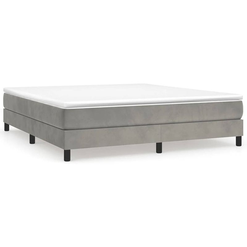 Foto van The living store boxspringframe fluweel lichtgrijs 180x200 cm - bed