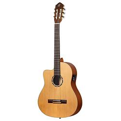 Foto van Ortega rce131sn-l family series pro full-size guitar natural linkshandige e/a klassieke gitaar met gigbag