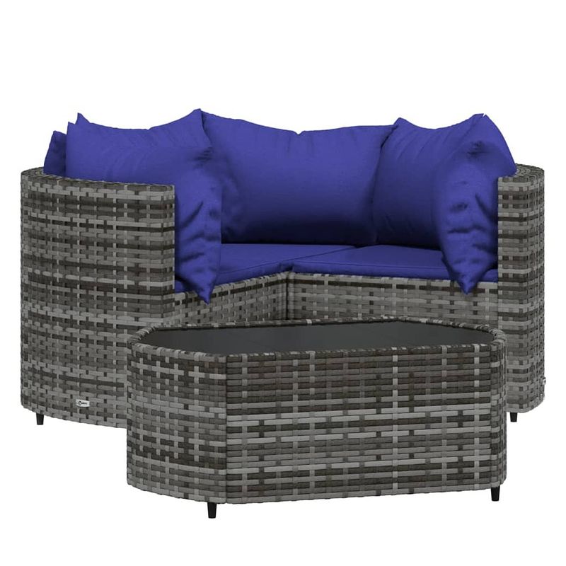 Foto van Vidaxl 4-delige loungeset met kussens poly rattan grijs