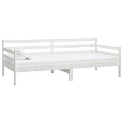 Foto van The living store bedbank - grenenhout - 204 x 98 x 70 cm - wit - logeerbed en bank