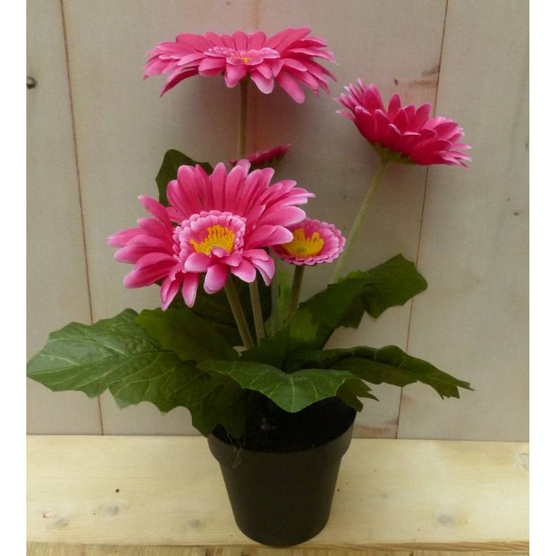 Foto van Warentuin mix - kunstgerbera roze in pot 25 cm