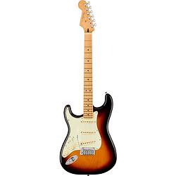 Foto van Fender player plus stratocaster lh 3-tone sunburst mn linkshandige elektrische gitaar met deluxe gigbag
