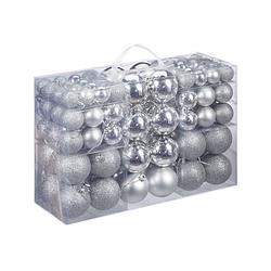 Foto van 100x zilveren kunststof kerstballen 3, 4 en 6 cm glitter, mat, glans - kerstbal