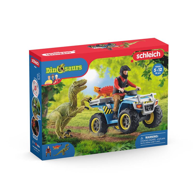 Foto van Schleich dinosaurs vlucht van velociraptor op quad 41466