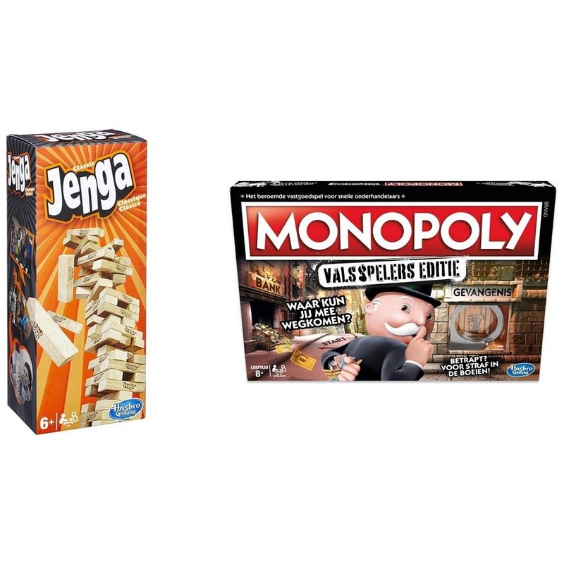 Foto van Spellenbundel - 2 stuks - jenga & monopoly valsspelerseditie