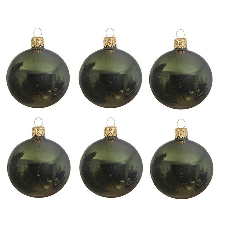 Foto van 6x glazen kerstballen glans donkergroen 6 cm kerstboom versiering/decoratie - kerstbal