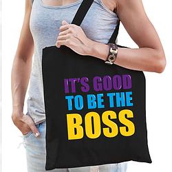 Foto van Its good to be the boss cadeau tas zwart voor dames - feest boodschappentassen