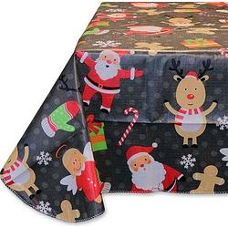 Foto van Wegwerp tafelkleed polyester kerst christmas party tafelkleed - donkergrijs - 140x230 cm