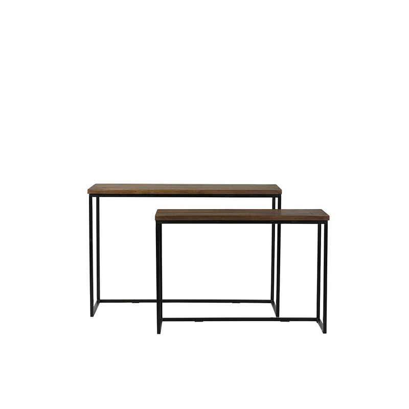 Foto van Light&living side table s/2 100x30x70+120x40x82 cm bryson hout brui...