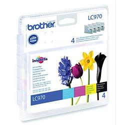 Foto van Brother inktcartridge, 300 pagina'ss, oem lc-970valbp, 4 kleuren 4 stuks