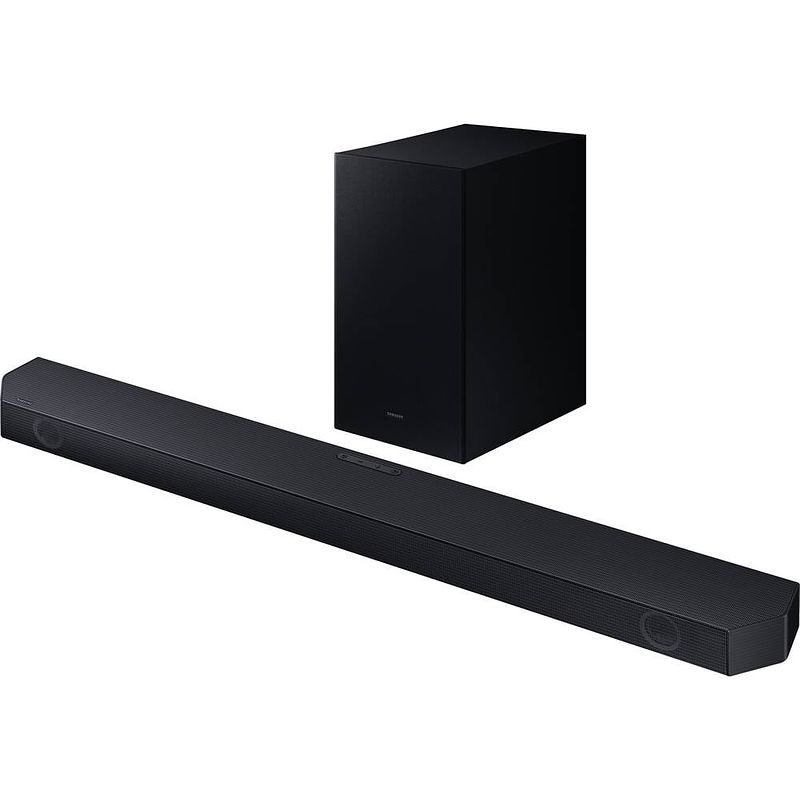 Foto van Samsung hw-q64gc/zg surroundsysteem zwart bluetooth, dolby atmos, incl. draadloze subwoofer, usb, wandbevestiging