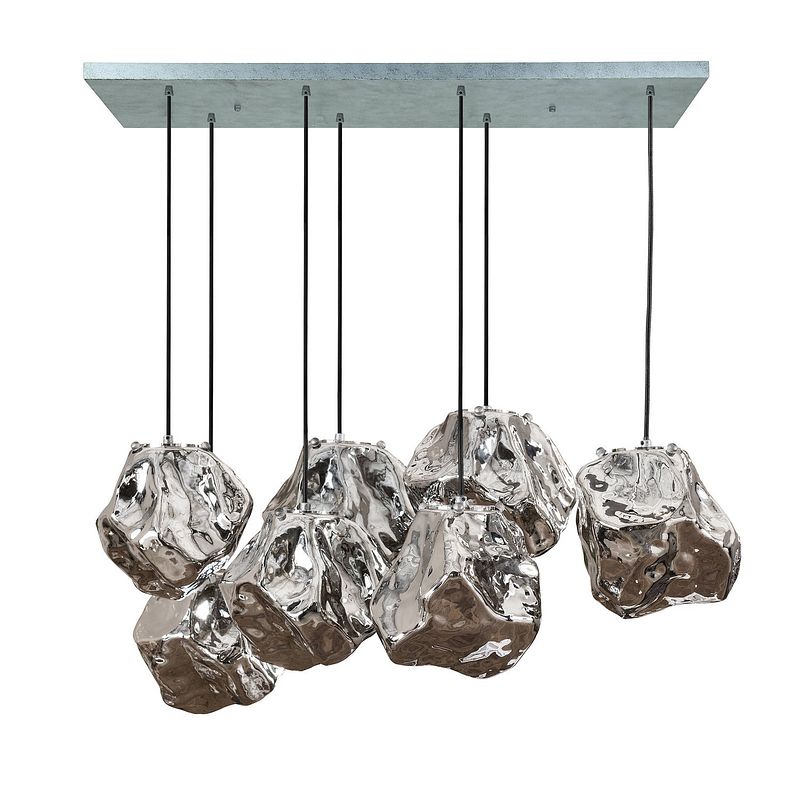 Foto van Dimehouse industriële hanglamp rocks - chrome glas - 7-lichts