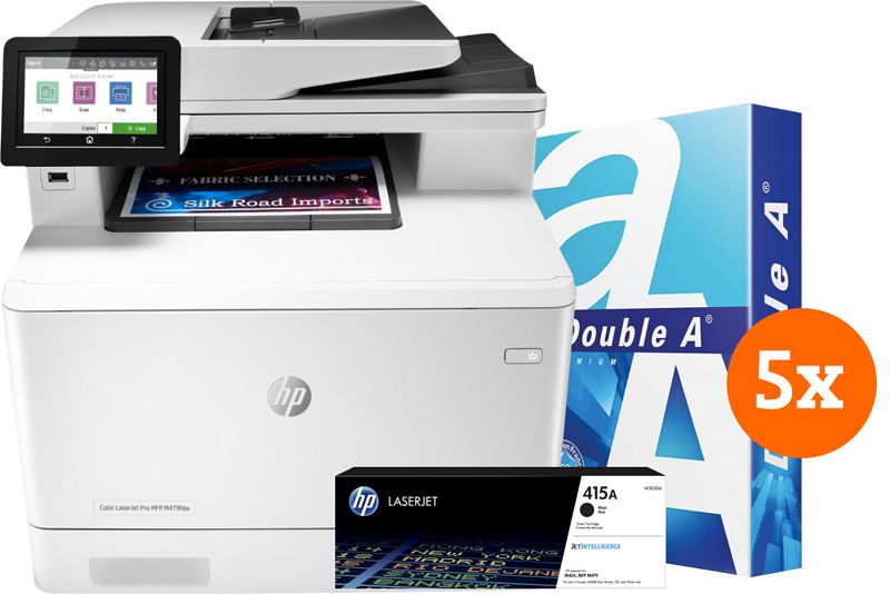 Foto van Hp color laserjet pro mfp m479fdw + 1 extra zwarte toner + 2.500 vellen a4 papier