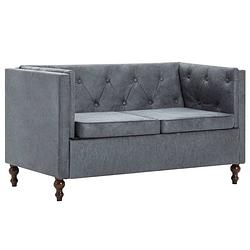 Foto van The living store chesterfield tweezitsbank - grijs - 124 x 68 x 70 cm - houten frame - stoffen bekleding