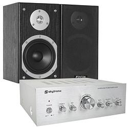 Foto van Skytec 280w hifi set met versterker, speakers en kabels