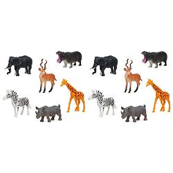 Foto van 12x plastic safari/jungle dieren speelgoed figuren 14 cm voor kinderen - speelfigurenset