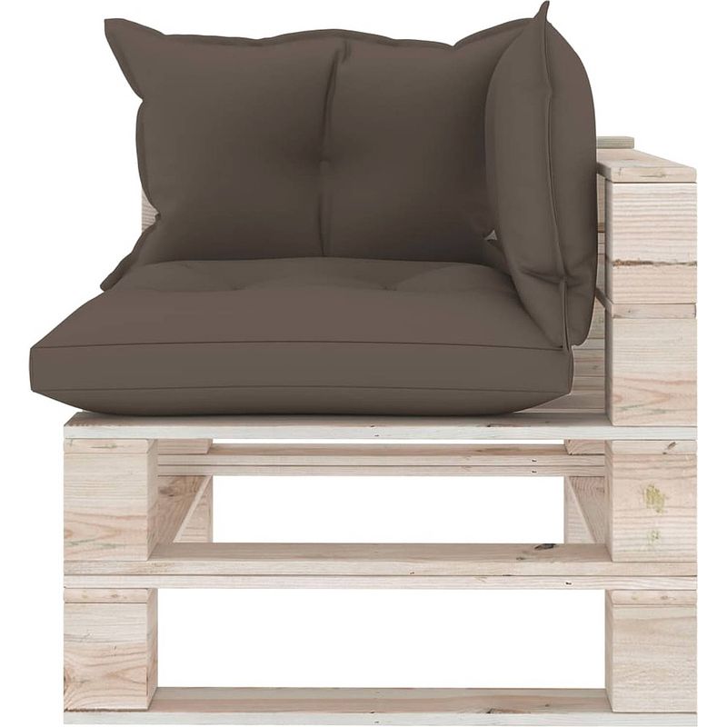 Foto van The living store pallet hoekbank - grenenhout - taupe - 70 x 67.5 x 62 cm