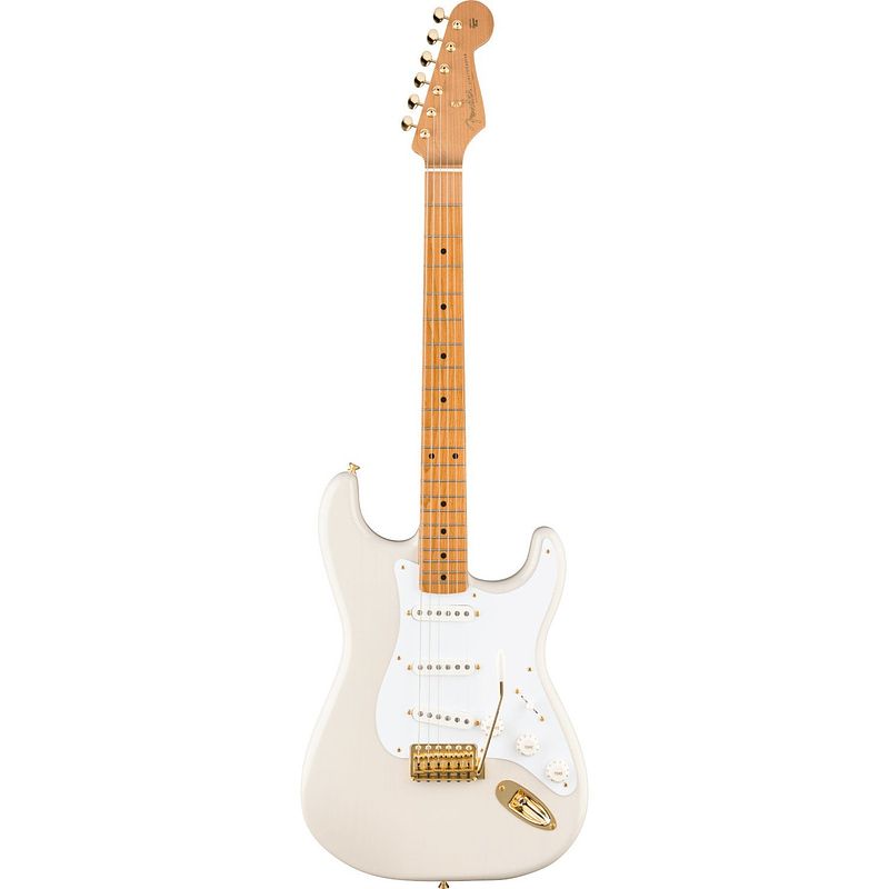 Foto van Fender limited edition vintera ii 's50s stratocaster roasted mn white blonde elektrische gitaar met deluxe gigbag