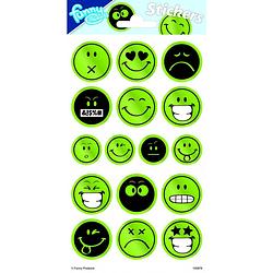 Foto van Funny products stickers smiley 20 x 10 cm papier groen 16 stuks