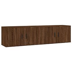 Foto van The living store tv-wandmeubel - bruineiken - set van 2 - 80 x 34.5 x 40 cm - klassiek design