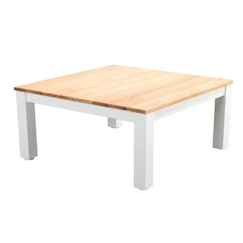 Foto van Yoi - midori coffee table 75x75cm. alu white/teak