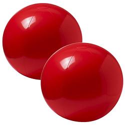 Foto van 2x stuks opblaasbare strandballen extra groot plastic rood 40 cm - strandballen