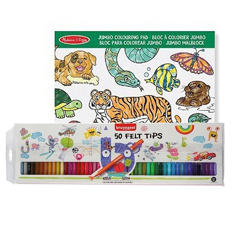 Foto van Dieren kleurboek met 50x topwrite viltstiften set - kleurboeken