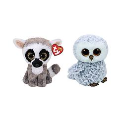 Foto van Ty - knuffel - beanie boo's - linus lemur & owlette owl