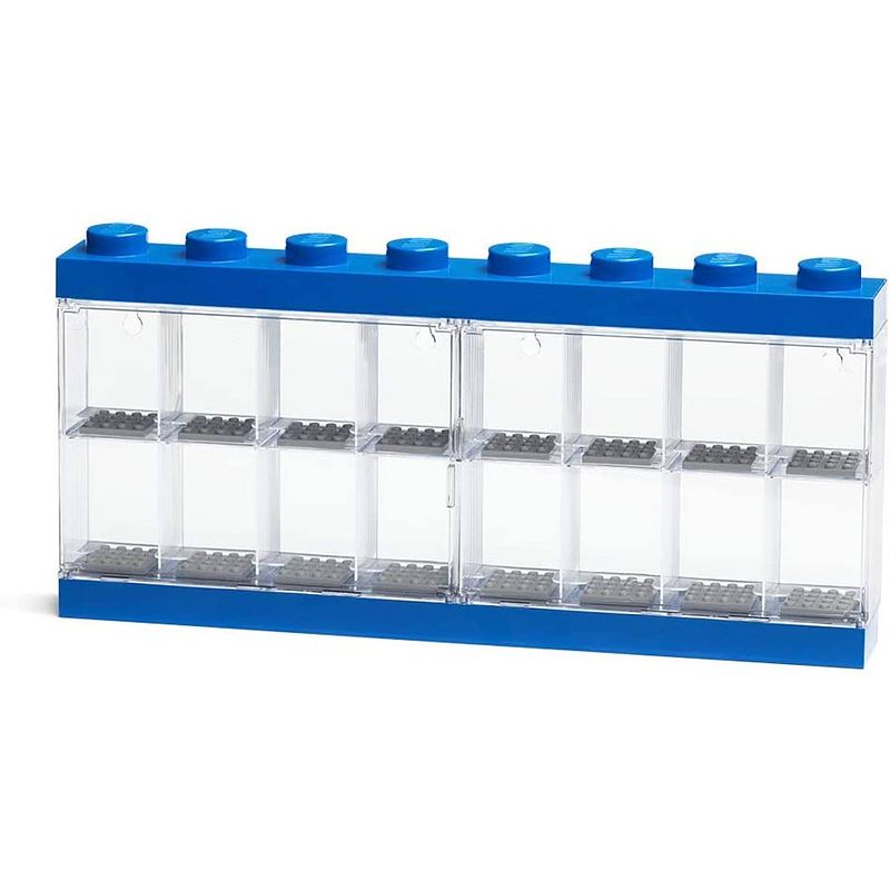 Foto van Lego vitrine 16 mini-figuren 38,2 x 18,4 cm polypropyleen blauw