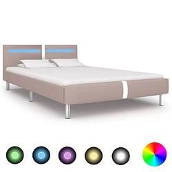 Foto van Vidaxl bedframe met led kunstleer cappuccino 140x200 cm