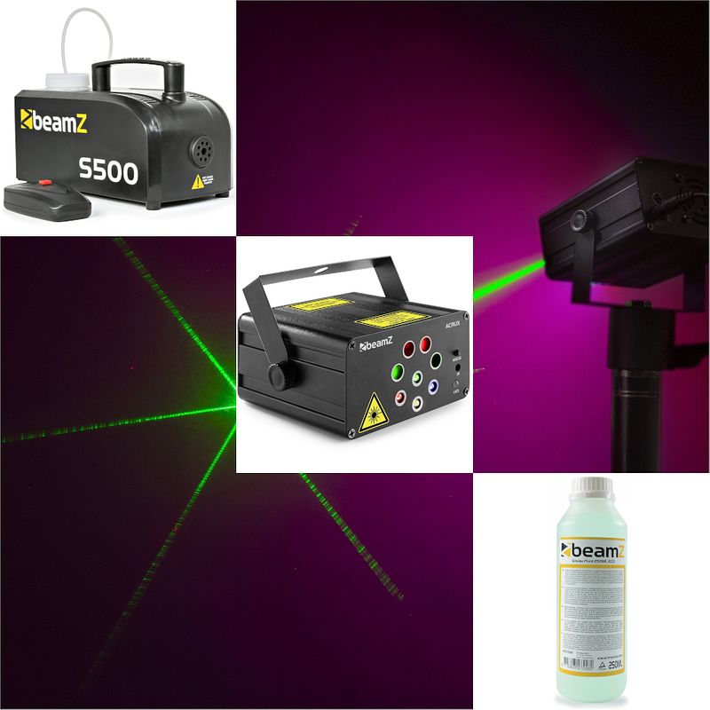 Foto van Beamz acrux party laser met rookmachine