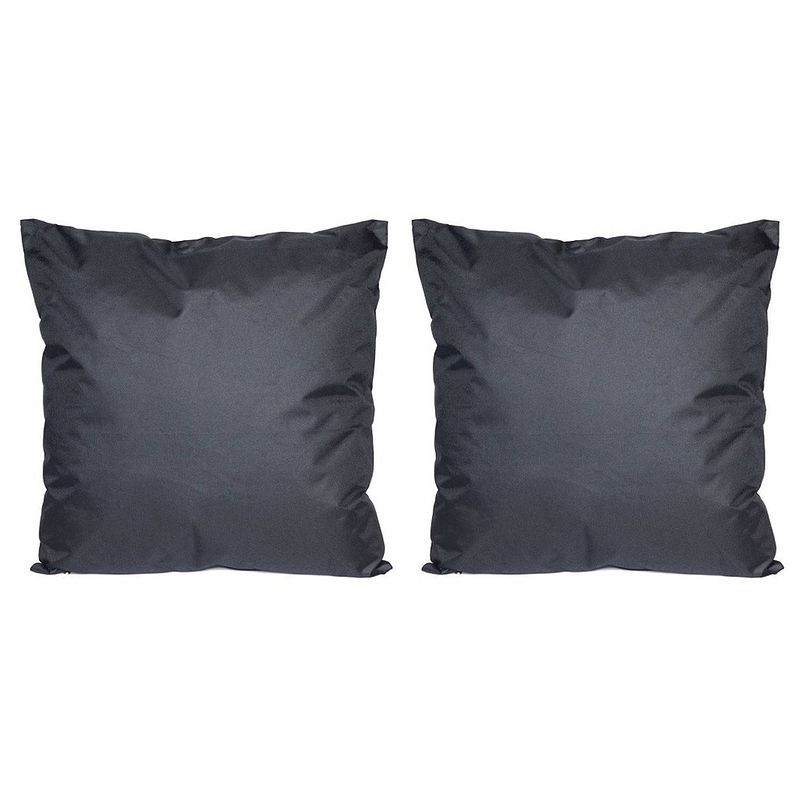 Foto van Set van 2x stuks bank/sier kussens voor binnen en buiten in de kleur zwart 45 x 45 cm tuinkussens vo - sierkussens