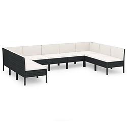 Foto van Vidaxl 9-delige loungeset met kussens poly rattan zwart