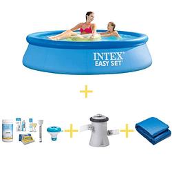 Foto van Intex zwembad - easy set - 244 x 61 cm - inclusief ways onderhoudspakket, filterpomp & grondzeil