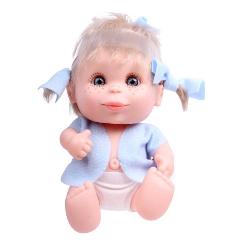 Foto van Berjuan babypop pecosetes meisjes 20 cm vinyl/textiel blauw/wit