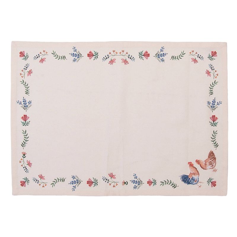 Foto van Haes deco - set van 6 placemats - 50x35 cm - 100% katoen - chicken and rooster