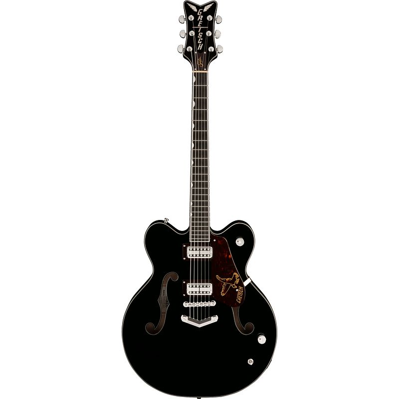Foto van Gretsch g6636-rf richard fortus signature falcon black semi-akoestische gitaar met koffer