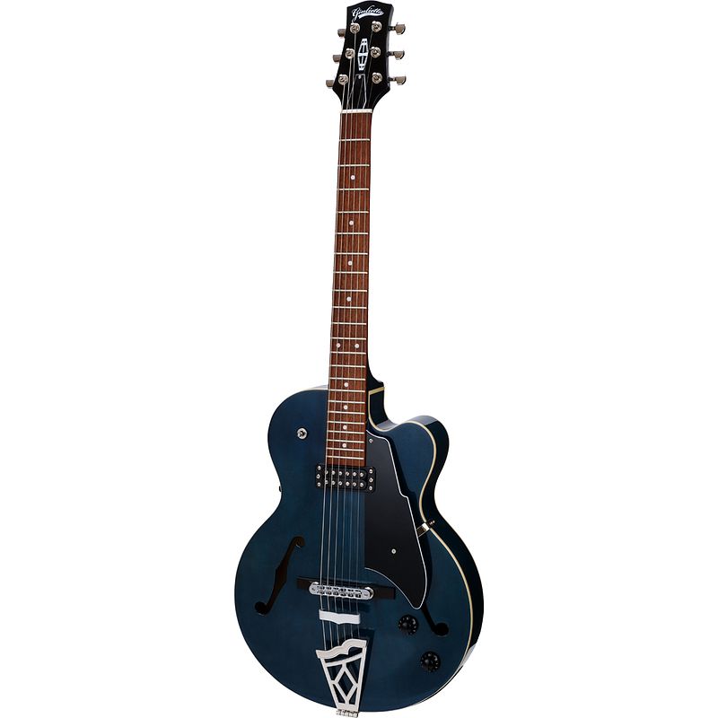 Foto van Vox giulietta vga-3d semi-akoestische gitaar met modelling transparant blauw