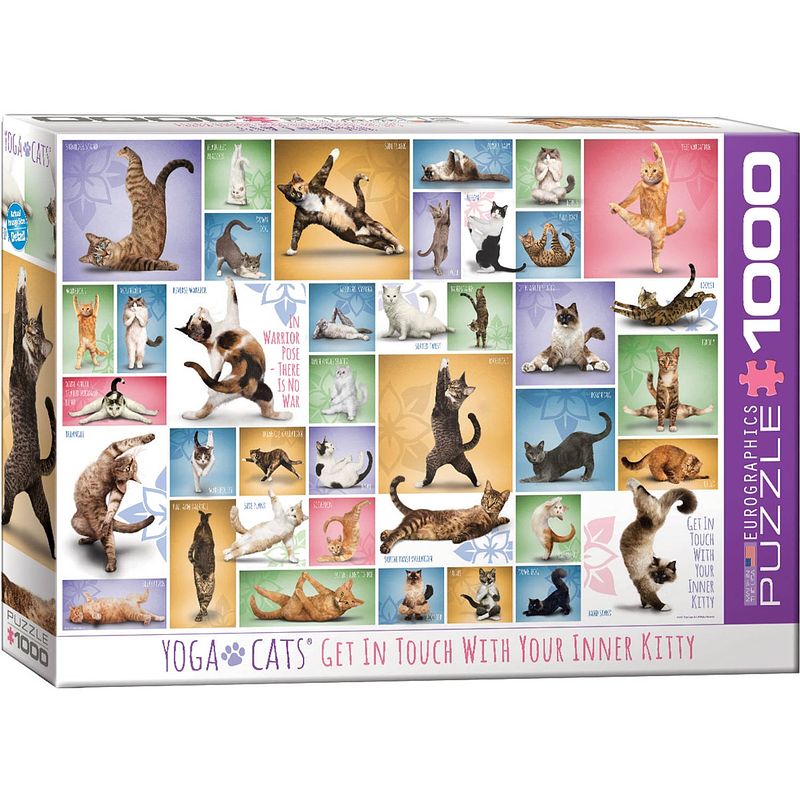 Foto van Eurographics puzzel yoga cats - 1000 stukjes