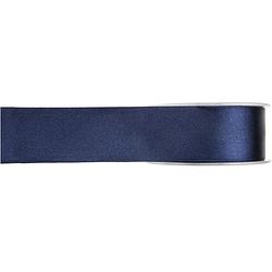 Foto van 1x hobby/decoratie navyblauwe satijnen sierlinten 1,5 cm/15 mm x 25 meter - cadeaulinten