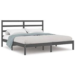 Foto van The living store bedframe - grijs massief grenenhout - 205.5 x 206 x 100 cm