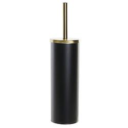 Foto van Toiletborstel zwart en goudkleurig met houder van metaal 38 cm - toiletborstels
