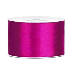 Foto van 1x hobby/decoratie fuchsia roze satijnen sierlinten 3,8 cm/38 mm x 25 meter - cadeaulinten